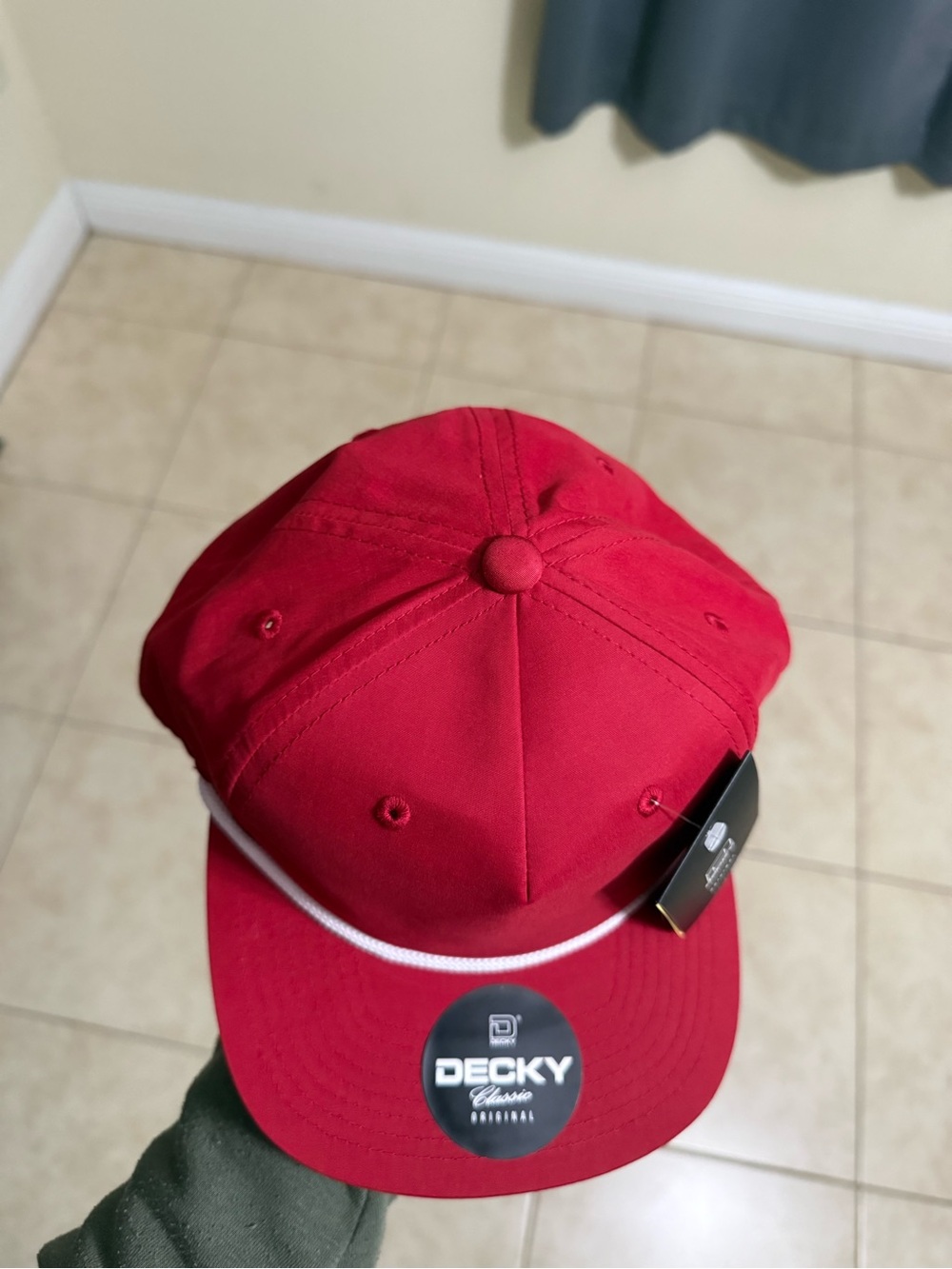 Decky Red Rope-Trim Cap - Red - Picture 2 of 7